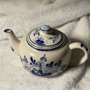 Blue and White Ceramic Teapot